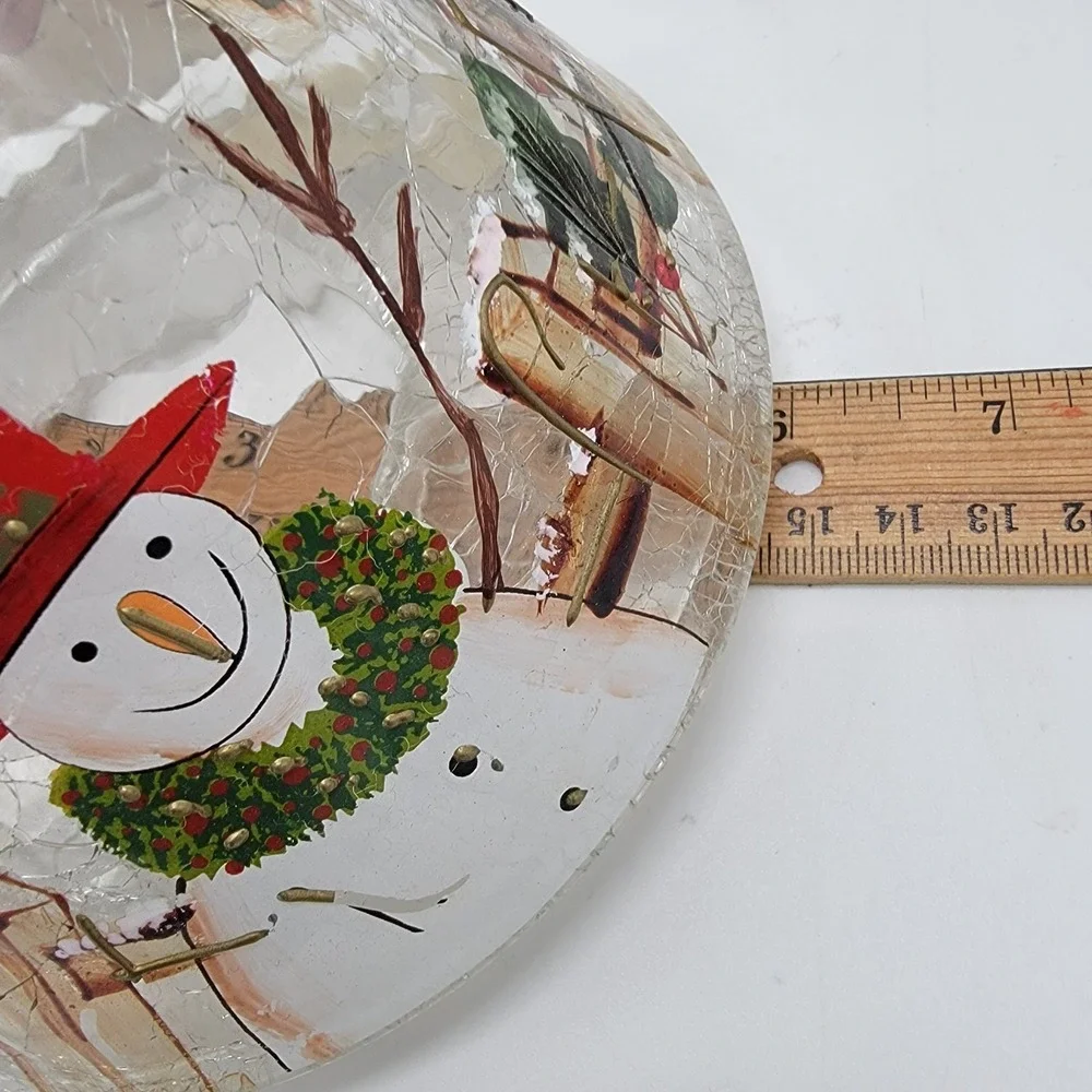 Yankee Candle Crackle Glass Snowmen Cardinals Lamp Shade Topper Christmas